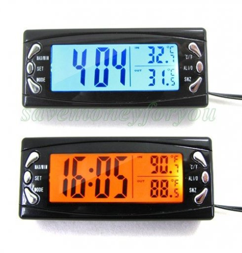 Car thermometer with outside temperature