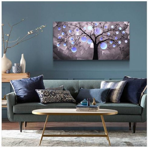 Modern wall paintings - Metal (aluminum) - LED backlit RGB 20 colors - Tree 50x100cm