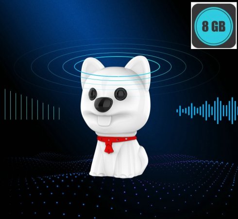 Perekam audio gantungan kunci tersembunyi - Desain anjing dengan Memori 8 GB + Pemutar Mp3