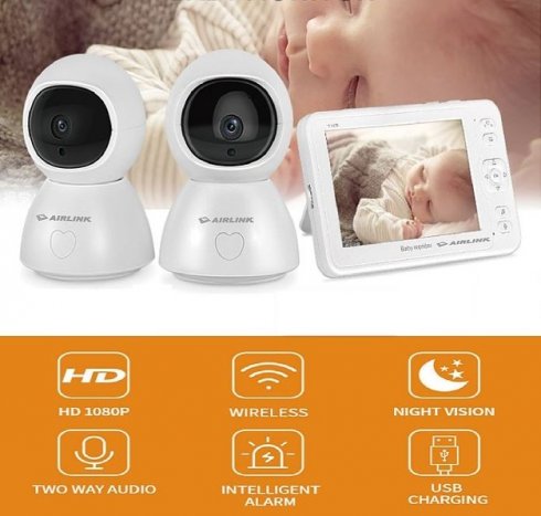 Monitor bayi terbaik - SET wifi kamera pengasuh - Kamera IPZ 5 "LCD + 2x 1080p dengan LED IR