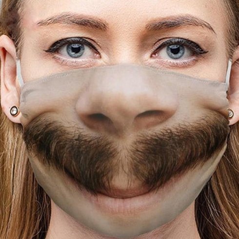 Reusable Washable Mask with 3D print with mustache - BORAT