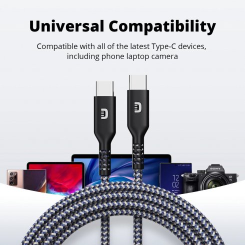 USB-C to USBC SuperCord cable with charging speed up to 100W - black