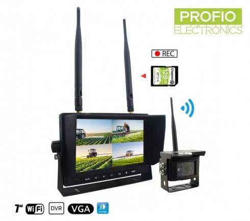 Cúvacia kamera s monitorom  - 1x wifi VGA kamera + 7" LCD Monitor s nahrávaním na DVR (Audio + Video)