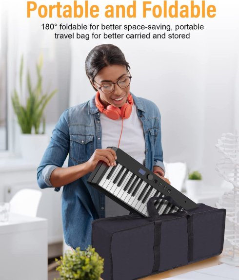 折りたたみキーボード (デジタル ピアノ) 123 cm、88 鍵 + Bluetooth +
