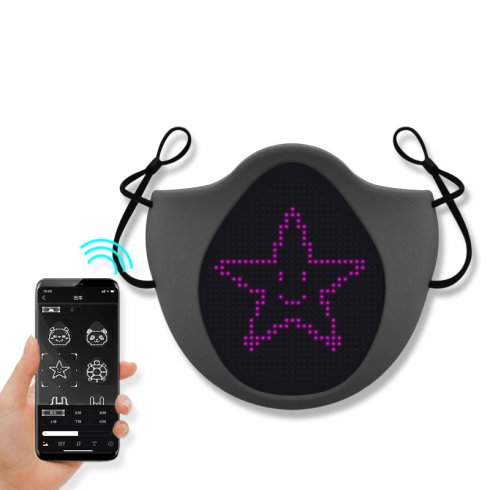 Masque facial LED intelligent comme masque de protection - ANIMATION LED (programmation via Smartphone iOS/Android)