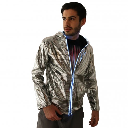 LED Tron hoodie - srebro