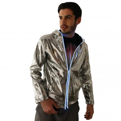 Led Tron Hoodie - Argint