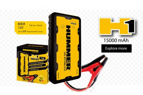 Bærbar bilbatteribøyle + eksternt batteri Hummer H1 15000mAh for motorer opptil 7 liter