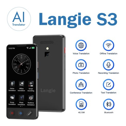 SMART AI Online / Offline hang + fénykép zsebfordító (fordítás 138 nyelven) - Langie S3