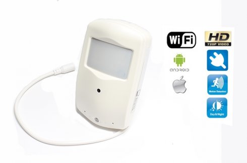 WiFi camera in motion sensor with HD 1280x720 resolution and IR LED night vision