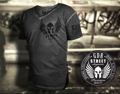 GDR T-shirt -" Spray Grunge Effect" dark gray