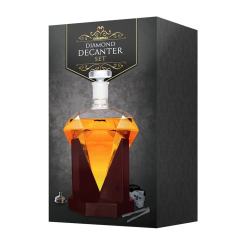 Diamond whiskey decanter set - diamond shaped deluxe decanter
