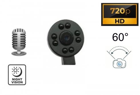 Kamera otworkowa z noktowizorem 8x IR LED o rozdzielczości HD + kąt 60° + mikrofon