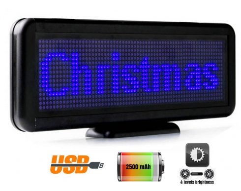 Panel LED bisnis dengan pemrograman teks 30 cm x 11 cm - biru