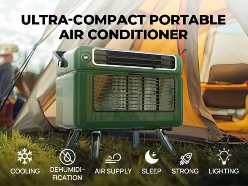 Mini aire acondicionado portátil - 4 en 1 (aire acondicionado/ventilador/deshumidificador/lámpara) ruido solo 50 dB + control remoto