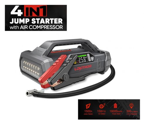 Startovací boxy - JUMP startér Lokithor JA300 s 1500A + 18000 mAh + kompresor 150PSI