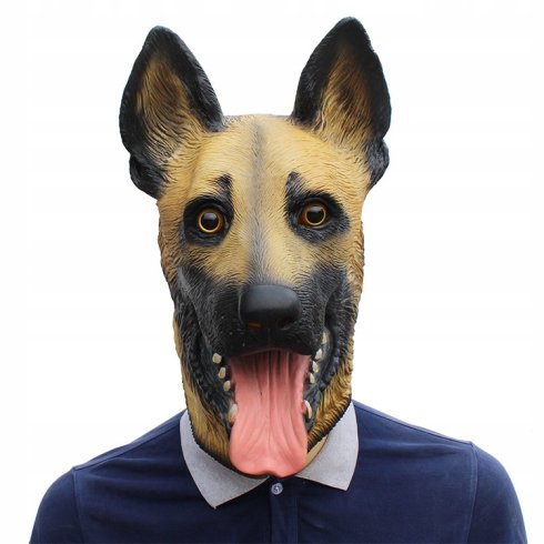 Deutscher Schäferhund - Gesichts- und Kopfmaske aus Silikon für Kinder und Erwachsene