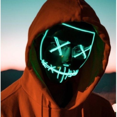 Halloween mask Purge LED - Grön | Cool Mania