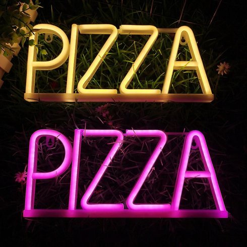 PIZZA - 壁に貼られた LED ライト ネオン広告ロゴ バナー | Cool Mania