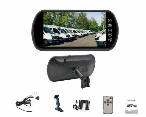 車用バックミラーモニター 7 インチ LCD、2 台の AHD カメラ用
