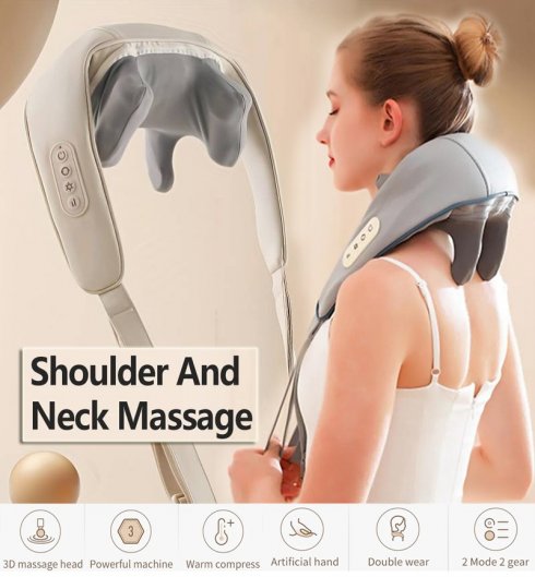 Masajeador de cuello/espalda/cintura/piernas vibratorio con intensidad regulable
