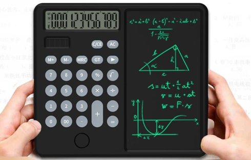 Solar panel calculator 6,5" + LCD board as a notepad + Pen for writing