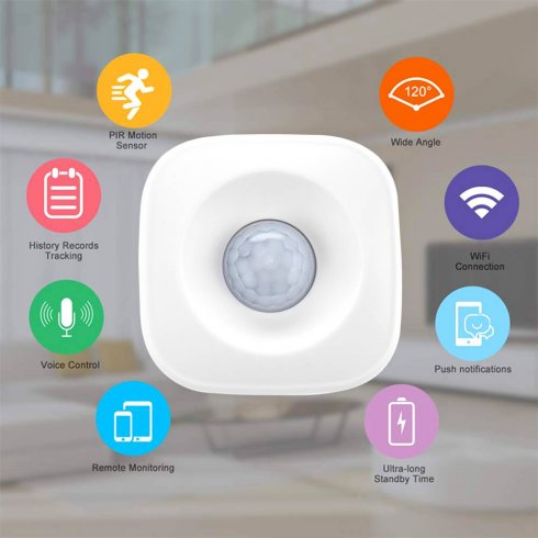 Sensor PIR: sensor inteligente de alarma de movimiento WIFI con notificación en la aplicación del teléfono inteligente