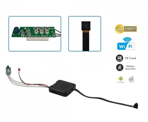 带外部夜视功能的针孔全高清摄像头+ WiFi / P2P，支持高达128GB的micro SD