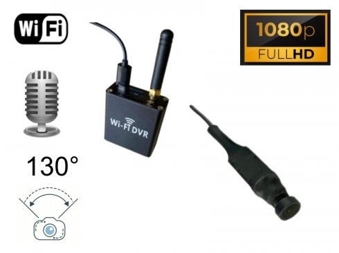 Шырокавугольная міні-камера-абскура FULL HD 130° вугал + аўдыё - WiFi DVR модуль для жывога назірання