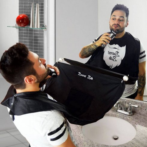 Celemek cukur untuk cermin - bib cukur pria (janggut dan kumis)