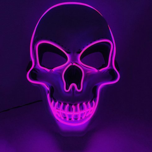 LED maska SKULL - vijolična