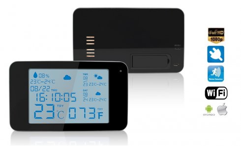 Stasiun METEO cuaca dengan jam dan kamera WiFi IP Full HD dengan IR