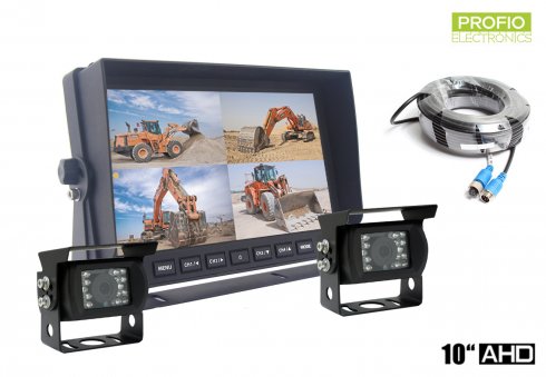 ערכת מצלמה לאחור LCD HD צג לרכב 10 "+ 2x מצלמת HD עם 18 נוריות IR