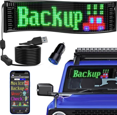 Panneau LED pour voiture - affichage LED flexible (défilement) polychrome - programmable via Bluetooth pour mobile