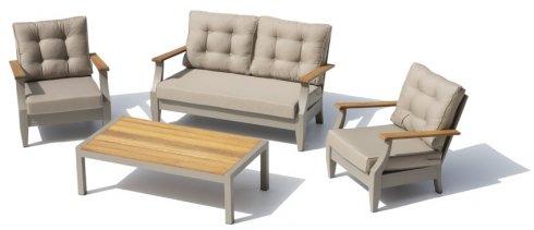 Sedute da giardino in metallo - Set di sedute moderne per 4 persone + tavolino