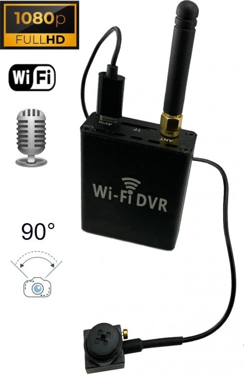 FULL HD-knopcamera met hoek van 90° + audio - Wifi DVR-module voor live-weergave