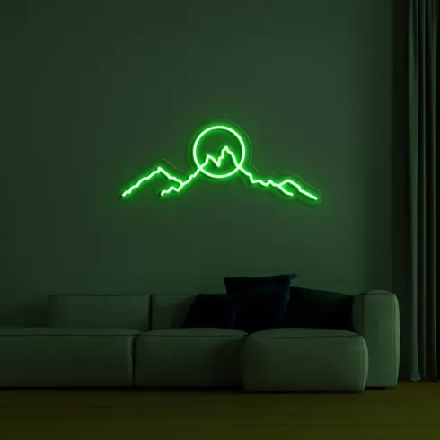 Lys LED neonskilt på væggen 3D - BJERGE 75 cm