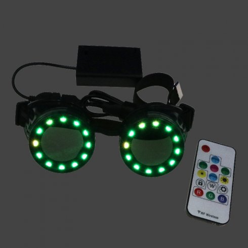 Occhiali tondi Eclipse LED luminosi colore RGB + telecomando