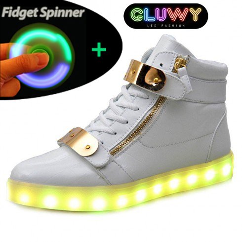 Flashing LED Shoes - White and gold