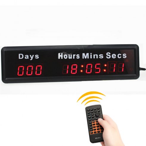 LED Digital Clock med nedtelling av dager - 37 x 10 cm