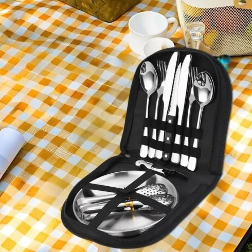 Bộ dao kéo và đĩa 20 món (Thép không gỉ) dành cho bữa ăn ngoài trời