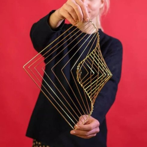Hlavolam kinetický spinner Square Wave - Kinetická kovová umělecká dekorace