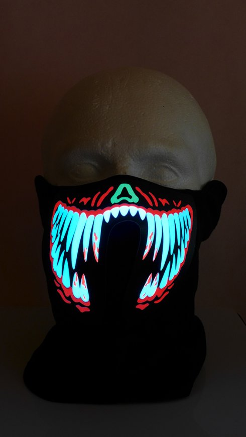 Rave masks for guys LED teeth - sound sensitive | Cool Mania