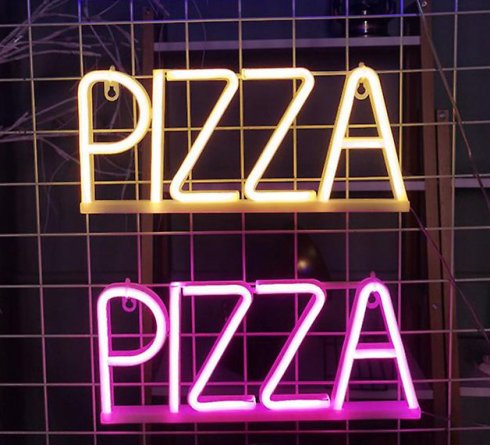 PIZZA - Duvarda LED ışıklı neon reklam logosu afişi