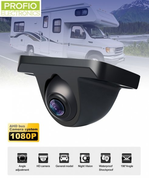 Mini parking camera with FULL HD 1920x1080 + adjustable 190° angle + IP68