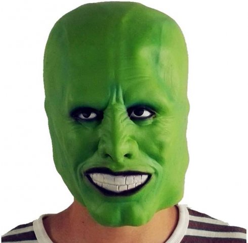 Masker wajah hijau (dari film MASK) - untuk anak-anak dan orang dewasa untuk Halloween atau karnaval