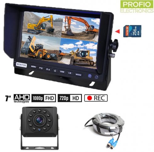 AHD -парковачная камера з запісам на SD -карту - 1x камера HD + 1x гібрыдны 7 -цалевы AHD -манітор