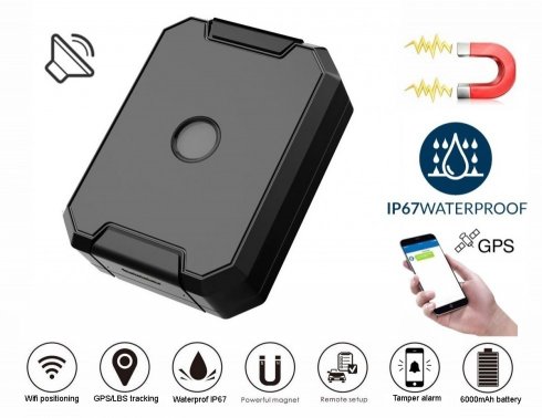 Voertuigtracker gps-locator waterdicht IP67 met magneet + batterijcapaciteit 6000 mAh + spraakbewaking