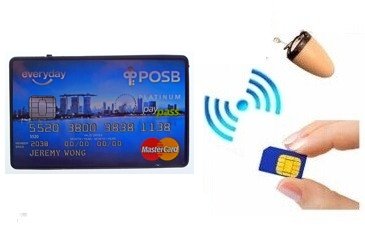 Šnipinėjimo ausinė su „Bluetooth“ 5W stiprintuvu + SIM (kreditinės kortelės formos)