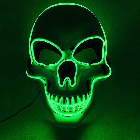 Mască LED SKULL - verde